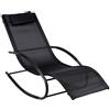 Arreditaly Sedia Relax Basculante Da Esterno Con Poggiatesta Imbottito Poltrona Ergonomica A Dondolo In Textilene Traspirante Per Giardino Piscina Veranda Outdoor 160 x 65 x 90 Cm Nero
