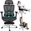 MELOKEA Sedia da Ufficio Ergonomica con Poggiapiedi, Braccioli 4D, Profondità Seduta Regolabile, Inclinazione 4 Livelli, Poggiatesta 3D, Sedia Scrivania in Rete Traspirante per Gaming e Home Office
