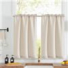 TOPICK Tende da bistrot porta finestra balcone stile country roulotte, 2 pezzi 70x60(LxA) cm Avorio, corte Filtro della luce