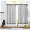 TOPICK Tende cucina lino Passante tenda da bistrot porta finestra balcone stile country roulotte 2 pezzi corte semi-trasparenti rustiche soggiorno doccia tenda per interni 65L x 115A cm, Grigio