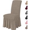 VKZ Coprisedia Elasticizzato con Gonna Tortora, Rivestimento Sedia in Tessuto Jacquard, Antiscivolo, Lavabile, Protezione Seduta e Schienale, per Sala da Pranzo, Cucina, Set da 2 pezzi