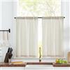 TOPICK - Set di 2 tende moderne bistro beige per soggiorno, effetto lino, altezza 75 x 65 cm, per finestre della cucina, stile rustico