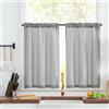 TOPICK Tende cucina lino Passante tenda da bistrot porta finestra balcone stile country roulotte 2 pezzi corte semi-trasparenti rustiche soggiorno doccia tenda per interni 65L x 90A cm, Grigio