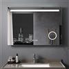 MEESALISA Specchio da bagno a LED, 80 x 60 cm, con illuminazione, per bagno, antiappannamento, con presa di corrente, orologio touch, dimmerabile