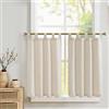 TOPICK Tende con Linguette Tenda da Bistrot con Anelli in Tessuto Porta Finestra Balcone Stile Country Roulotte 2 Pezzi Corte Filtro Luce Rustiche per Soggiorno o Doccia Interni 70L x 90A cm, Beige