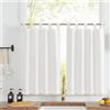 TOPICK Tende con Linguette Tenda da Bistrot con Anelli in Tessuto Porta Finestra Balcone Stile Country Roulotte 2 Pezzi Corte Filtro Luce Rustiche per Soggiorno o Doccia Interni 70L x 90A cm, Bianco