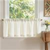 TOPICK Tende moderne per soggiorno e cucina, colore bianco, set da 1 tendine da cucina, effetto lino, corte, altezza 40 x 140 cm, stile rustico