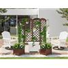 Jacklin F Vaso rialzato in abete impermeabile con traliccio per rampicanti 160x40,6x183 cm | Vaso da giardino schermo visivo con drenaggio | Modulare per piante rampicanti marrone scuro