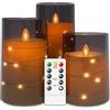 salipt Candele LED con Luci Stringa, Fiamma Oscillante, Glass Effect