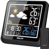 LEVIPE Stazione Meteo con Sensore Esterno Senza Fili - Stazione Meteorologica Wireless con Display a Colori, Previsioni del Tempo, Temperatura Interna/Esterna, Umidità, Orologio Atomico, Fasi Lunari
