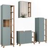 Vicco Set di mobili da bagno Karen, Sonoma/blu, 80 cm, composto da mobile lavabo, pensile a specchio, colonna e base media