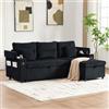 Trdlpyn Divano in Velluto a 3 posti 212.5x136x86, Divano Angolare a Forma di U con 2 Chaise Longue, Porte USB e Portabicchieri, Vani Contenitore e 2 Cuscini, Divano Letto con Letto Estraibile Imbottito,Nero