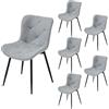 PPkrimnel 6 Sedie Chenille Motivo Diamante Gambe Metalliche Grigio chiaro | Supporto Ergonomico Della Schiena Carico 150 KG Robuste Gambe Metalliche Per Pasti Relax E Spazi Interni