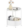 Garden 4 you Tavolino rotondo con cestino in tessuto, 2 ripiani, comodino, per soggiorno, camera da letto, ufficio, stile moderno, bianco