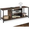 tectake® Mobile TV 120x40x50,5cm, Mobile Soggiorno 4 Ripiani Aperti, 1 Mensola Regolabile, Madia Soggiorno Moderna per TV 55 pollici e oltre, Home Theater, Casa e Cucina, Legno Industriale Scuro