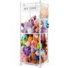 khlerox Contenitore in legno massello con ruote e freni a 360° - incl. rete di cotone, organizzatore di peluche per cameretta dei bambini, sala giochi e soggiorno (bianco, grande)