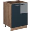 Vicco Mobiletto base cucina Fame-Line, Blu scuro lucido/Rovere dorato, 60 cm 1 anta senza piano di lavoro