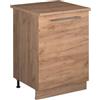 Vicco Mobiletto base cucina Fame-Line, Rovere dorato/Rovere dorato, 60 cm 1 anta con piano di lavoro