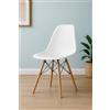 Meyvaser.com Ecommerce Company Set di 4 sedie bianche con gambe in legno di faggio e struttura metallica nera, design nordico, moderno e resistente, per sala da pranzo o cucina