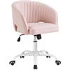 Yaheetech Poltroncina/Sedia da Ufficio Scrivania Ergonomica Imbottita a Rotelle Girevole Reclinabile Altezza Regolabile Rosa/Cotone e lino