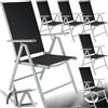tectake® Set da 6 Sedie da Giardino in Alluminio, Sedie Pieghevoli, Leggere, Schienale Regolabile in 7 Posizioni, Facili da Lavare, 67x56x105cm, Salva Spazio, Carico Max cad 110kg - Nero/Argento