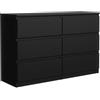 meble masztalerz Cassettiera Camera da Letto con 6 Cassetti - Credenza Soggiorno - Moderna Comò - Cassettiera Alta - Mobiletto con Cassetti - Nero 100 x 39 x 78,5 cm