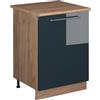 Vicco Mobiletto base cucina Fame-Line, Blu scuro lucido/Rovere dorato, 60 cm 1 anta con piano di lavoro