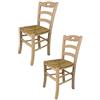 t m c s Tommychairs - Set 2 sedie modello Savoie per cucina bar e sala da pranzo, robusta struttura in legno di faggio levigato, non trattato, 100% naturale e seduta in paglia