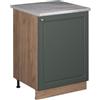 Vicco Mobiletto base cucina Fame-Line, Verde-oro rustico/Rovere dorato, 60 cm 1 anta con piano di lavoro