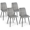IDMarket - Lote de 4 sillas de comedor MILA de terciopelo gris claro