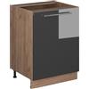 Vicco Mobiletto base cucina Fame-Line, Antracite lucido/Rovere dorato, 60 cm 1 anta senza piano di lavoro