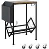 IGTOPS Supporto vintage per giradischi, tavolino con libreria a forma di V, ruote e conservazione, in legno, 150 album, nero