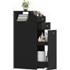 Hzuaneri Mobile da Bagno, Mobiletto Portaoggetti, unità stretta con cassetto, con rotelle, 40 x 20 x 80 cm, per Bagnos, Soggiorno, Cucina, Nero BC22006X