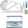 BE-TOOL Set di compassi geometrici da disegno, strumento di geometria della scuola secondaria, goniometro per matematica, bussola e strumento per cancellare, per studenti scolastici, insegnanti, architetti