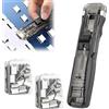 Vexran Spillatrice trasparente senza punti, mini clip dispenser riutilizzabile. Pratica alternativa a pinzatrici e graffette, compatta e leggera, ideale per casa, ufficio e uso quotidiano.