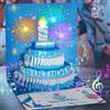 LUZOON Biglietti auguri compleanno, 3D Pop Up Biglietto Auguri Compleanno con Musica e Luce, Biglietti auguri compleanno Con candela LED soffiabile Regali di buon compleanno (Blu)