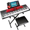 RockJam RJ6170SK Kit Tastiera Pianoforte 61 Tasti, Tastiera Elettronica Rossa...
