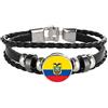 Wedarego Ecuador Bandiera Braccialetto Intrecciato Catena di Cuoio Braccialetto di Cristallo Souvenir, Braccialetto Fatto a Mano alla Moda per Uomo e Donna Regalo del Giorno Speciale