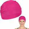 Stalora Cuffia da bagno da donna, elastica, comoda cuffia da nuoto in tessuto traspirante, per capelli lunghi e corti, passamontagna da piscina unisex per adulti e bambini (rosa fucsia)