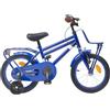 Runheo Bicicletta per bambini da 18 pollici, blu scuro, per 5-7 anni, telaio in acciaio con parafango e campanello, stabile due ruote per principianti, con freno posteriore e cavalletto, per esterni