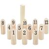 Kaloriko Kubb - Set da gioco da 13 pezzi, in legno di pino massiccio, con borsa per il trasporto, bastone da lancio da 5 x 22,5 cm e 12 blocchi numerati, gioco da giardino per famiglia, tempo libero