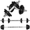 HOMCOM 2 in 1 set di manubri regolabili 20 KG manubrio e bilanciere con tubo di collegamento manubri professionali per l'allenamento della forza e il sollevamento pesi per l'home fitness ferro