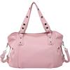 Generic Borsa a tracolla grande da donna in pelle PU con borchie in metallo borsa da motociclista tinta unita versatile catena sacchetto per uso quotidiano, bianco, Borsetta