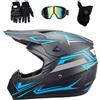 KHBTFNB Gioventù Bambini Casco da Motocross, con Occhiali Guanti Maschera, Integrale MTB Fuoristrada Moto ATV Caschi, DOT Certificato In Discesa Bici da Cross Schianto Casco(Green,M/54-55CM)
