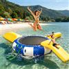 Generic Trampolino gonfiabile ad acqua - Trampolino galleggiante con scivolo, pompa ad aria elettrica e scala morbida a 3 gradini - piattaforma d'acqua portatile per adulti - ideale per laghi e piscine