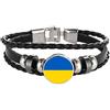 Wedarego Braccialetto Intrecciato Bandiera Ucraina Cinturino in Pelle di Cristallo Braccialetto Souvenir, Braccialetto Fatto a Mano alla Moda per Uomo e Donna Regalo di Un Giorno Speciale