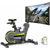 Hirvesty Cyclette da Casa con App，Cyclette da Casa Ultra Silenziosa，Ciclette Resistenza Regolabile，Display LCD e Sensori di Frequenza Cardiaca，Capacità 160 kg