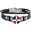 Wedarego Dominica Bandiera Braccialetto Intrecciato Catena di Cuoio Braccialetto di Cristallo Souvenir, Braccialetto Fatto a Mano alla Moda per Uomo e Donna Regalo del Giorno Speciale