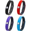 Deskium 4 braccialetti sportivi in silicone con ioni negativi, 24 cm, regolabili e impermeabili, per uomini e donne, leggeri e confortevoli, fibbia color argento