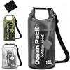 NARHOR Dry Bag - Borsa impermeabile e asciugamano rinfrescante ad asciugatura rapida, 5 l, 10 l, 20 l, impermeabile, con top arrotolabile e tracolla (nero, 10 litri)